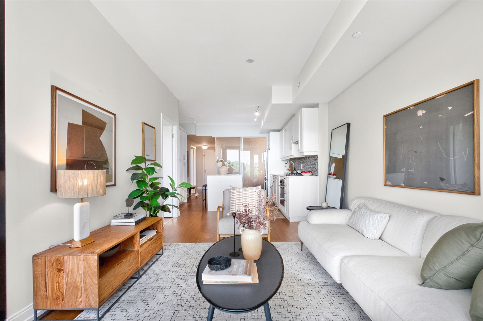 Open-concept living, dining and kitchen